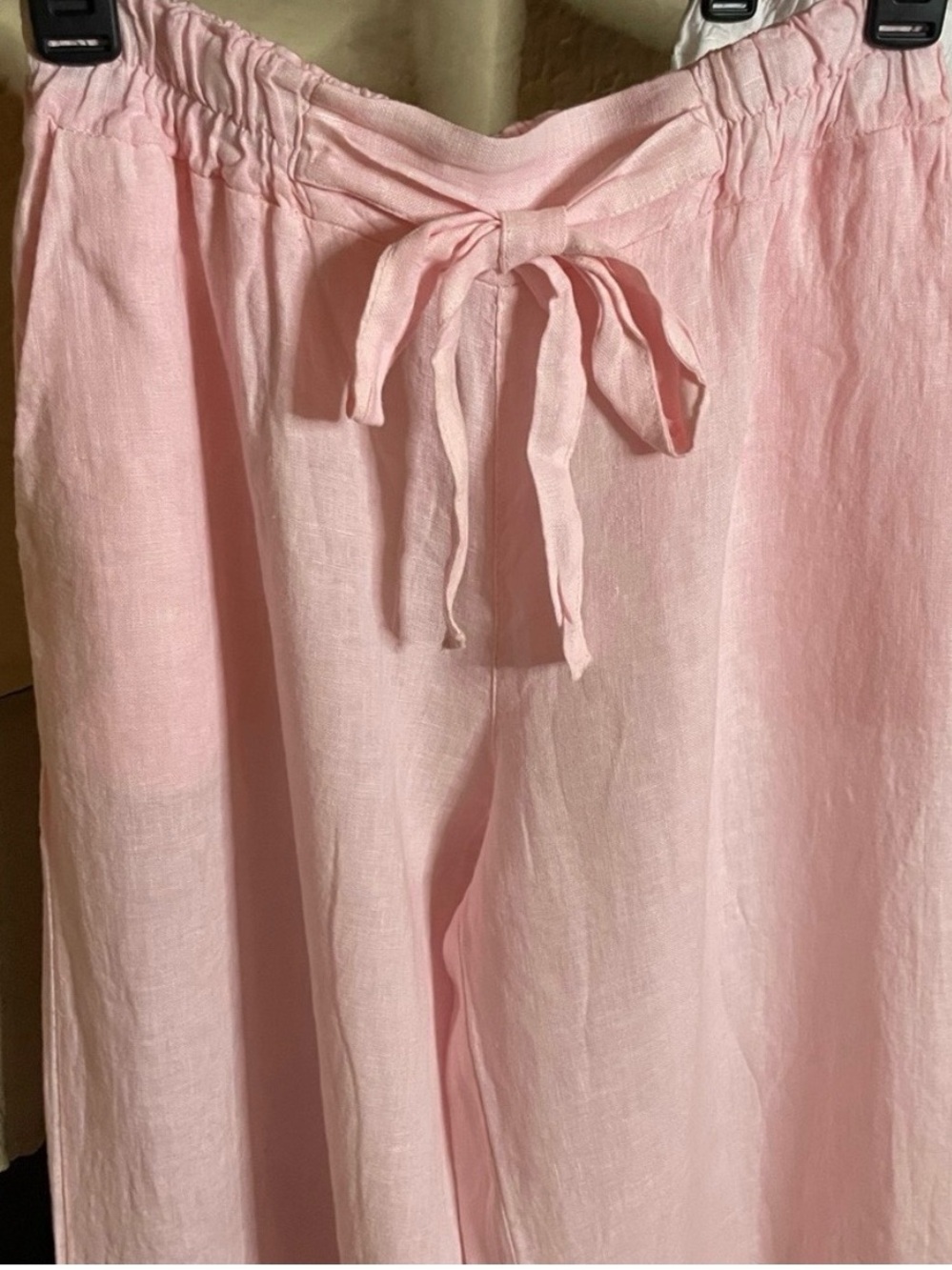 Italian Linen, Wide Leg Pant, Light Pink, Sz. Sm/Med Linen & Moore - Picture 3 of 7